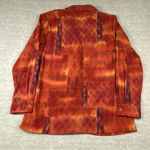 Coldwater Creek Womens Long Sleeve Paisley Print Button Down Pea Coat Jacket M - Picture 2 of 8